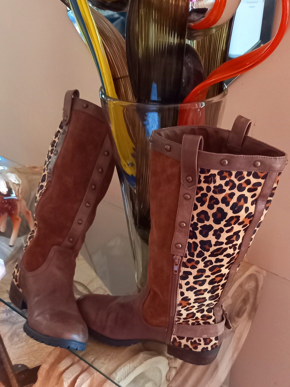 Leopard🐅 Brown Riding Boots - Picture 3 of 15